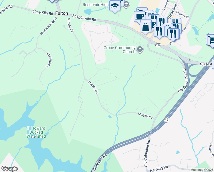 map of restaurants, bars, coffee shops, grocery stores, and more near 8325 Murphy Rd in Fulton