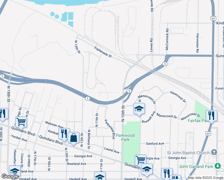 map of restaurants, bars, coffee shops, grocery stores, and more near 1016 Brown Avenue in Kansas City