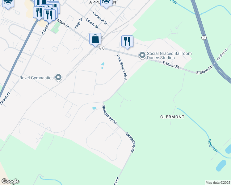 map of restaurants, bars, coffee shops, grocery stores, and more near 112 Jack Enders Boulevard in Berryville