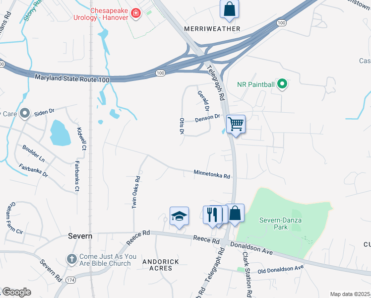 map of restaurants, bars, coffee shops, grocery stores, and more near 2 Sanibel Captiva Ln in Severn