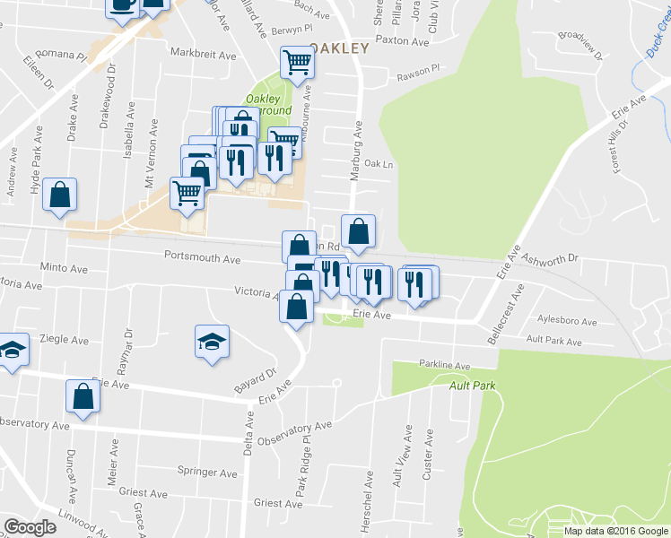 map of restaurants, bars, coffee shops, grocery stores, and more near 3622 Tarpis Avenue in Cincinnati