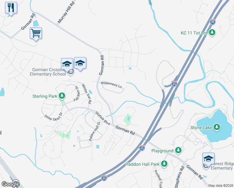 map of restaurants, bars, coffee shops, grocery stores, and more near 9756 Knowledge Drive in Laurel
