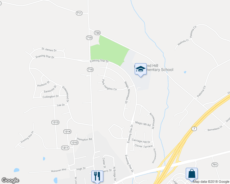 map of restaurants, bars, coffee shops, grocery stores, and more near 35797 Park Heights Circle in Round Hill
