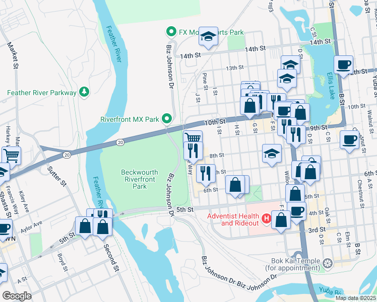 map of restaurants, bars, coffee shops, grocery stores, and more near 929 Featherside Way in Marysville