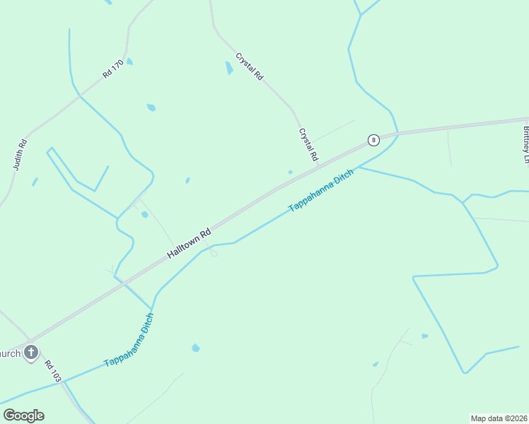 map of restaurants, bars, coffee shops, grocery stores, and more near 4654 Halltown Road in Hartly