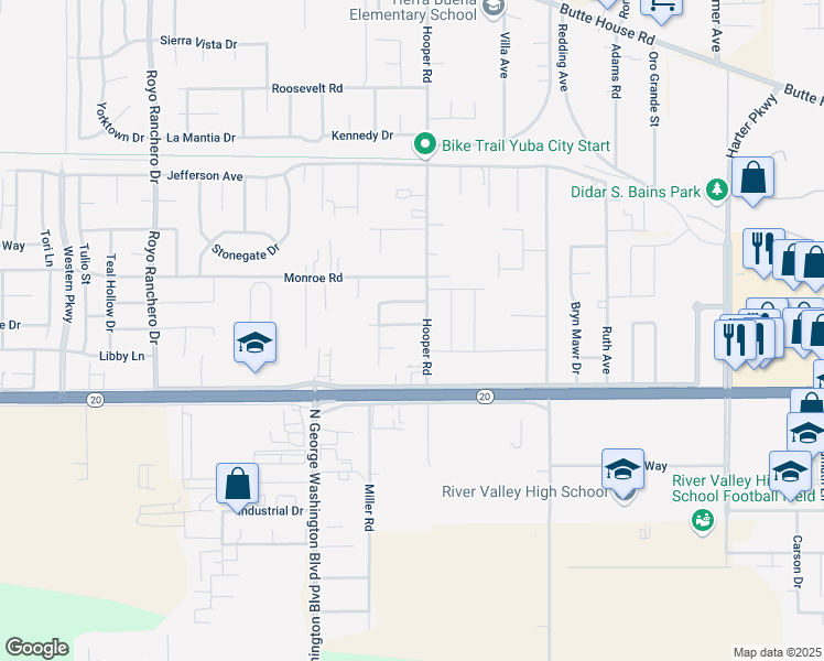 map of restaurants, bars, coffee shops, grocery stores, and more near 2780 San Niccolo Drive in Yuba City