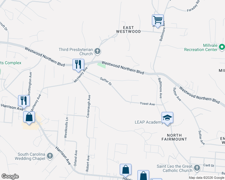 map of restaurants, bars, coffee shops, grocery stores, and more near 3174 Saffer Street in Cincinnati