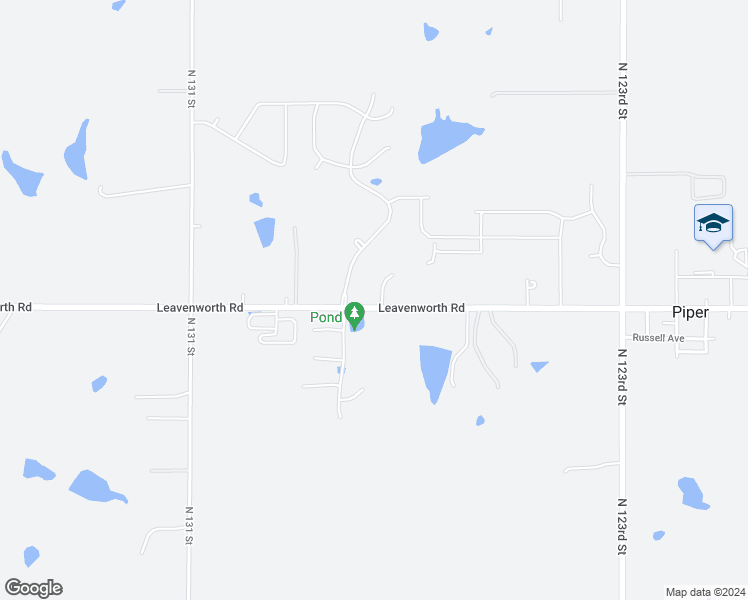 map of restaurants, bars, coffee shops, grocery stores, and more near 3100 North 127th Terrace in Kansas City