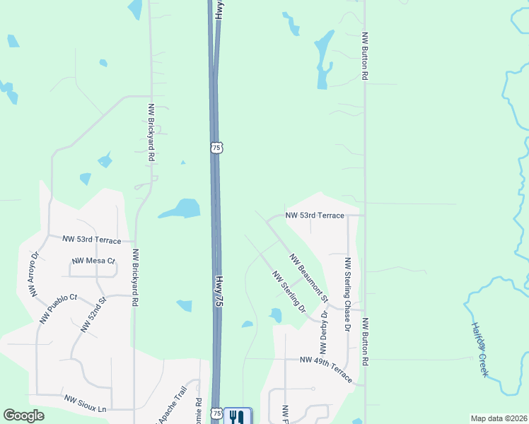 map of restaurants, bars, coffee shops, grocery stores, and more near 3539 Northwest 53rd Terrace in Topeka