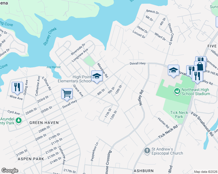 map of restaurants, bars, coffee shops, grocery stores, and more near 7779 Central Avenue in Pasadena
