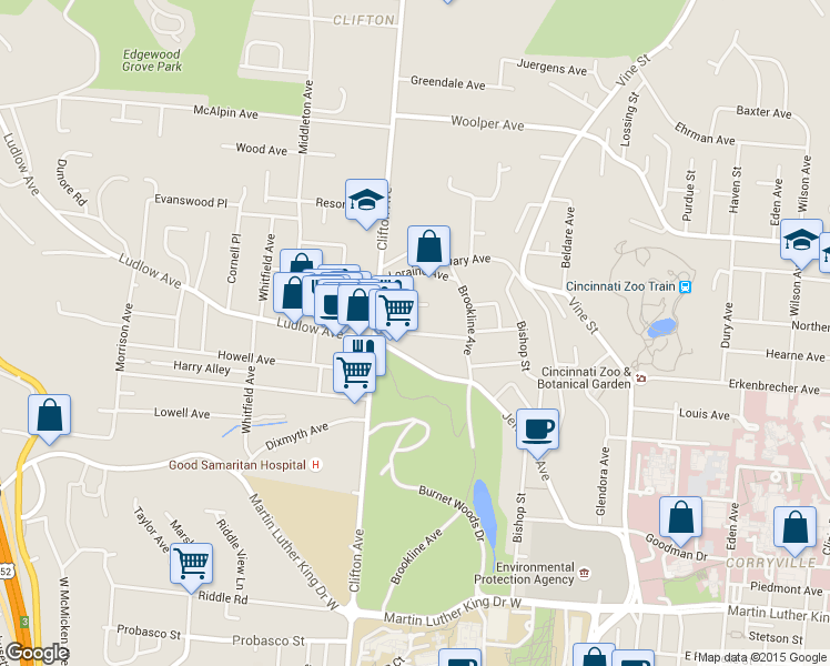 map of restaurants, bars, coffee shops, grocery stores, and more near 248 Hosea Avenue in Cincinnati