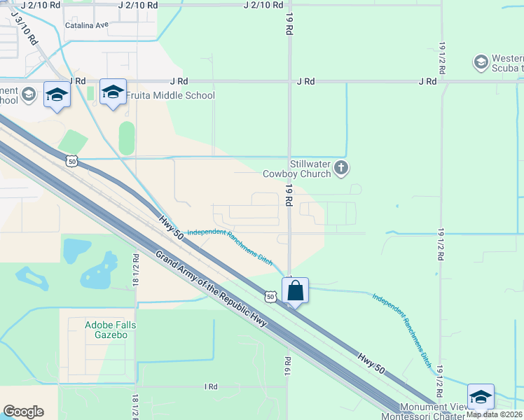 map of restaurants, bars, coffee shops, grocery stores, and more near 953 19 Road in Fruita