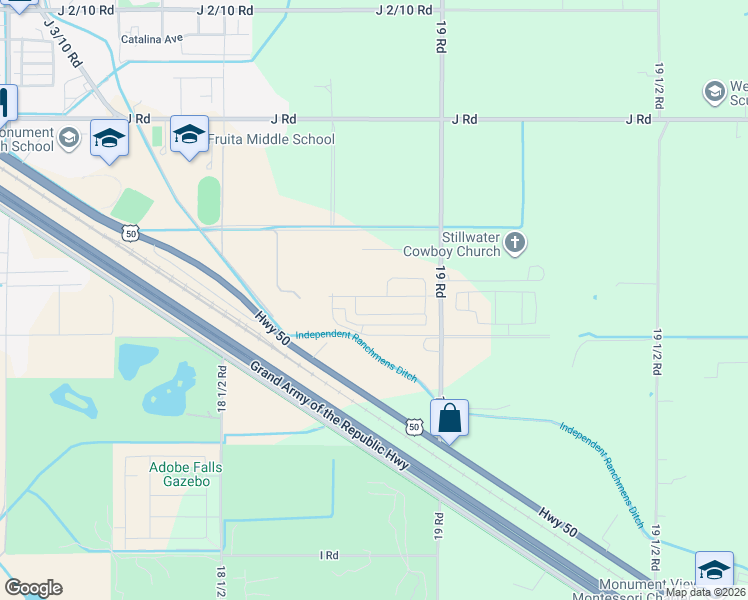 map of restaurants, bars, coffee shops, grocery stores, and more near 953 19 Road in Fruita