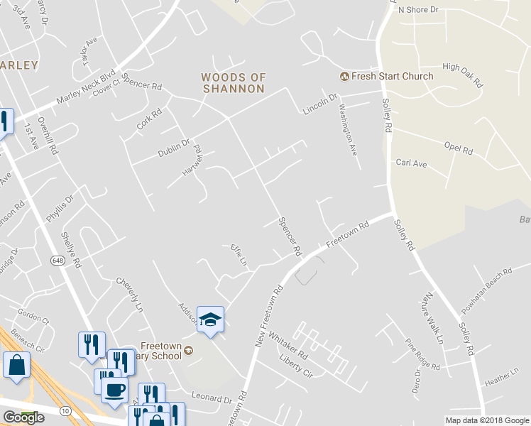 map of restaurants, bars, coffee shops, grocery stores, and more near 409 McLarin Drive in Glen Burnie