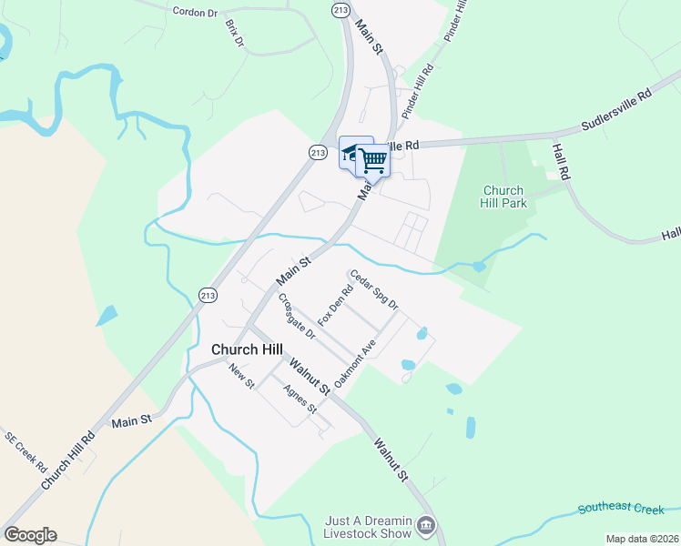 map of restaurants, bars, coffee shops, grocery stores, and more near 145 Fox Den Rd in Church Hill