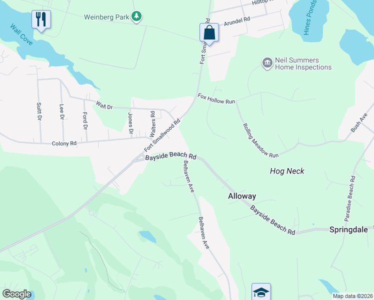 map of restaurants, bars, coffee shops, grocery stores, and more near 1698 Bayside Beach Road in Pasadena