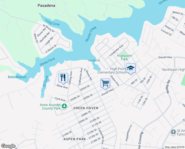 map of restaurants, bars, coffee shops, grocery stores, and more near 809 201st Street in Pasadena