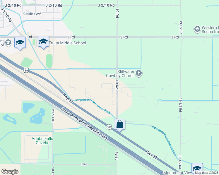 map of restaurants, bars, coffee shops, grocery stores, and more near 961 19 Road in Fruita
