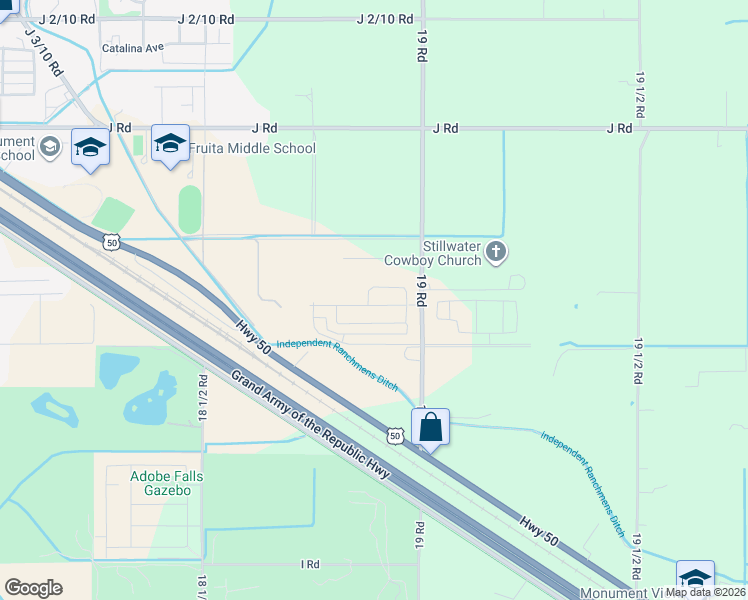 map of restaurants, bars, coffee shops, grocery stores, and more near 953 19 Road in Fruita