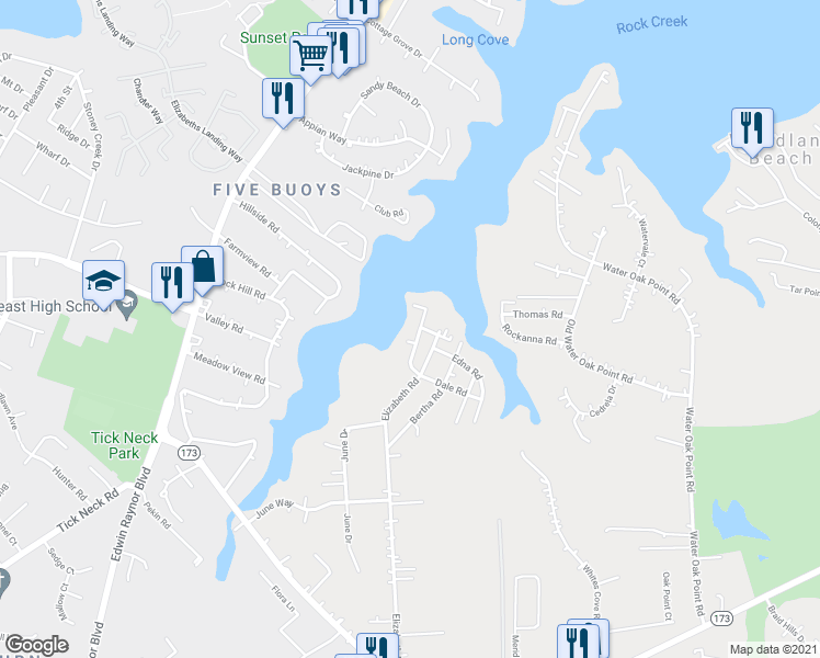 map of restaurants, bars, coffee shops, grocery stores, and more near 7810 Renshaw Road in Pasadena