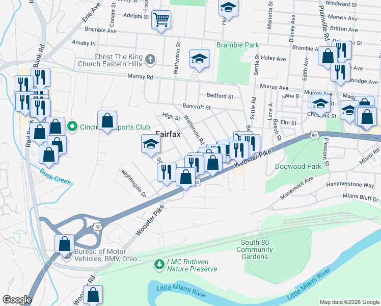map of restaurants, bars, coffee shops, grocery stores, and more near 3724 Germania Street in Cincinnati