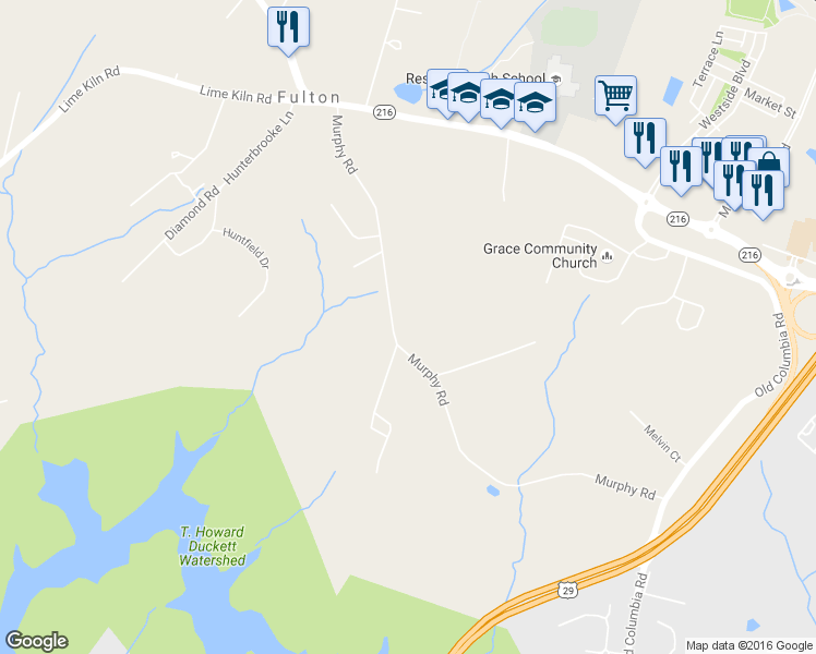 map of restaurants, bars, coffee shops, grocery stores, and more near 8187 Murphy Rd in Howard