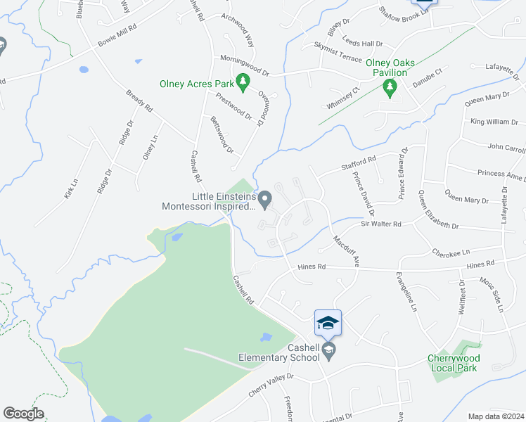 map of restaurants, bars, coffee shops, grocery stores, and more near 17512 Gallagher Way in Olney