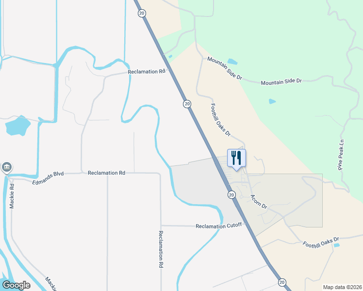 map of restaurants, bars, coffee shops, grocery stores, and more near 1425 California 20 in Upper Lake