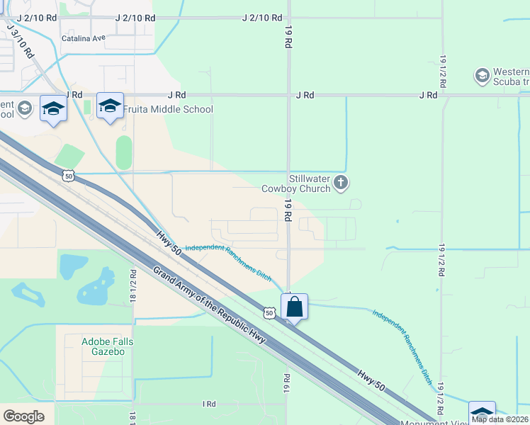 map of restaurants, bars, coffee shops, grocery stores, and more near 961 19 Road in Fruita