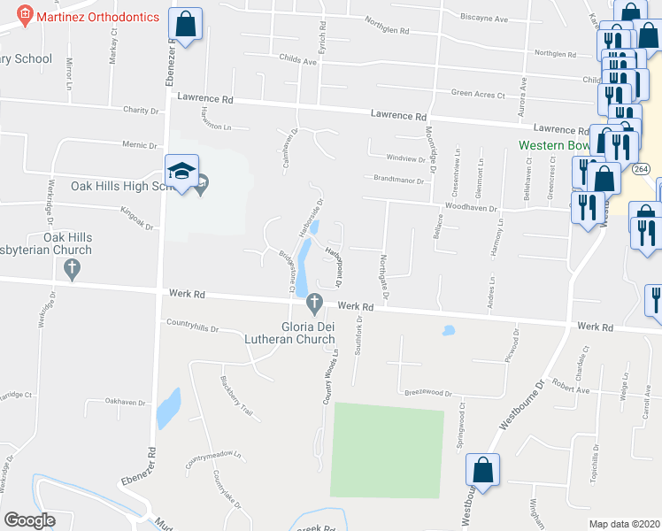 map of restaurants, bars, coffee shops, grocery stores, and more near 3182 Lakepointe Court in Cincinnati