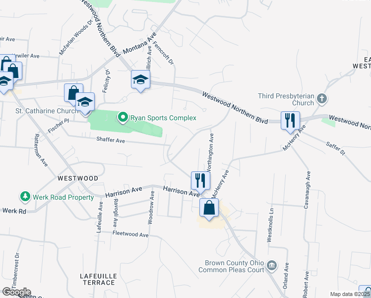 map of restaurants, bars, coffee shops, grocery stores, and more near 3140 Gobel Avenue in Cincinnati