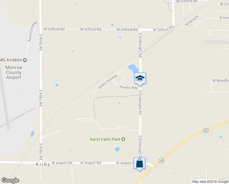 map of restaurants, bars, coffee shops, grocery stores, and more near 2300 South Endwright Road in Bloomington