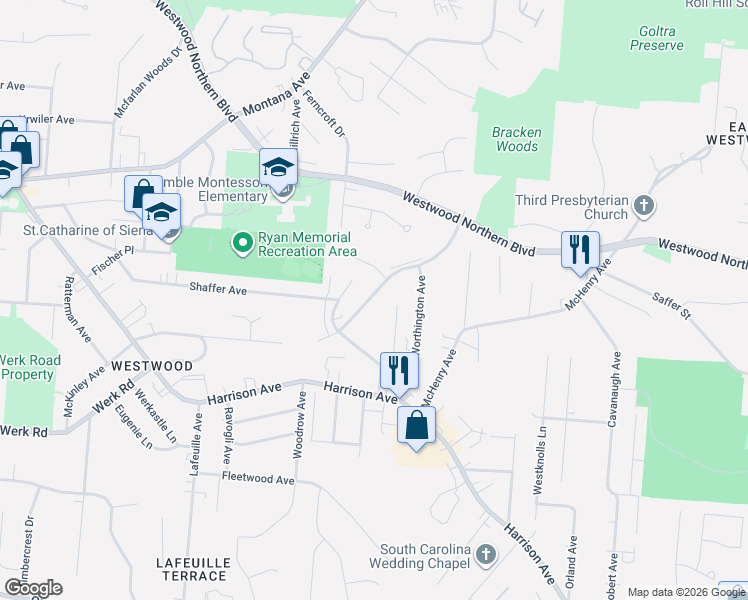map of restaurants, bars, coffee shops, grocery stores, and more near 3148 Gobel Avenue in Cincinnati