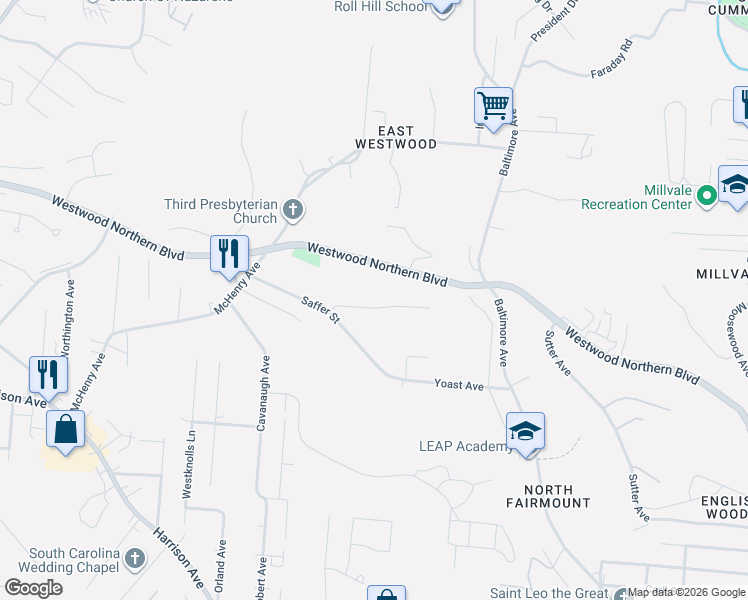 map of restaurants, bars, coffee shops, grocery stores, and more near 3361 Ninann Court in Cincinnati