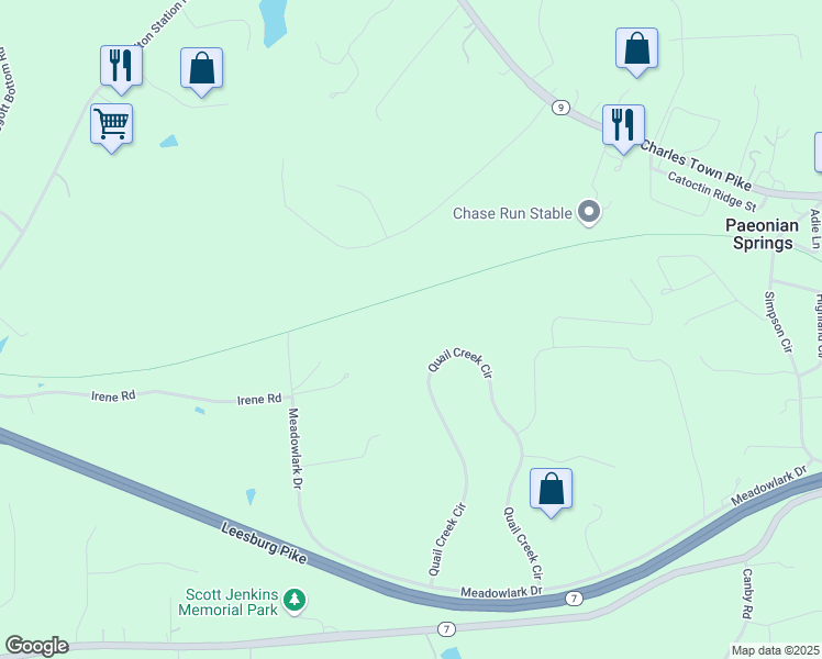 map of restaurants, bars, coffee shops, grocery stores, and more near 17180 Quail Creek Circle in Hamilton