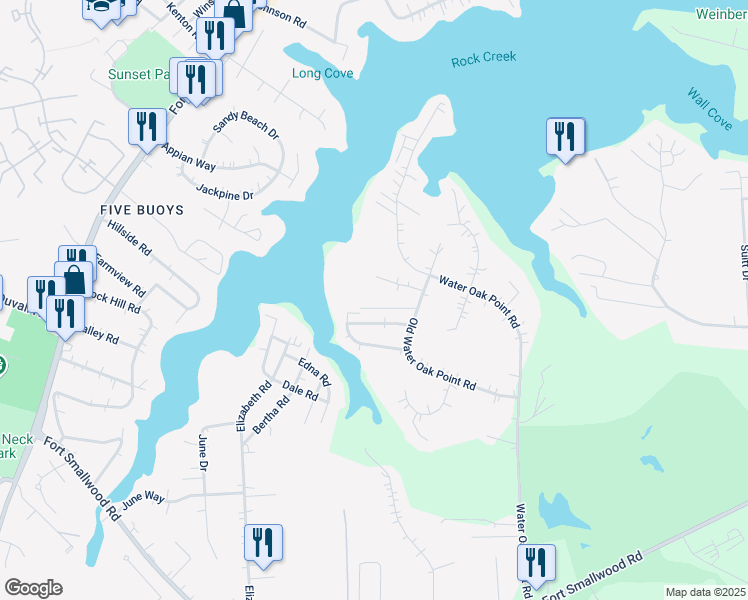 map of restaurants, bars, coffee shops, grocery stores, and more near 1309 Water Oak Drive in Pasadena