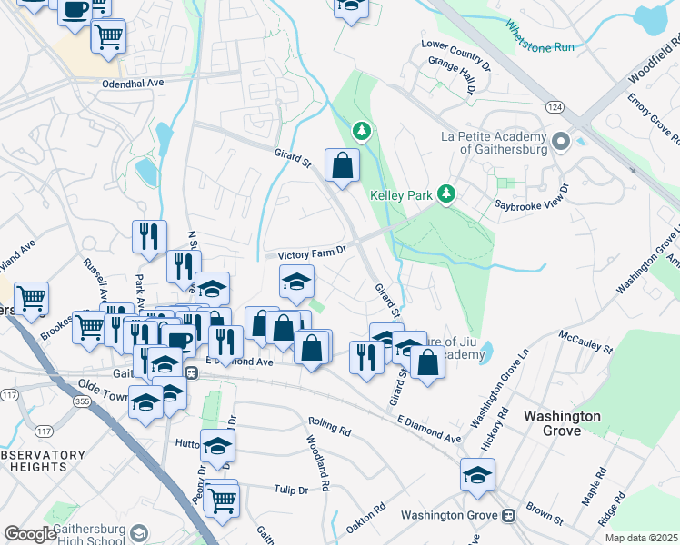 map of restaurants, bars, coffee shops, grocery stores, and more near in Gaithersburg