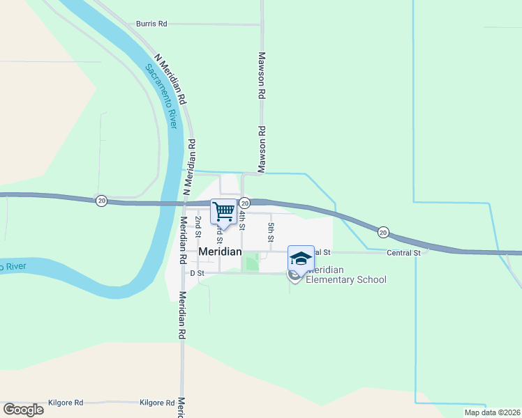 map of restaurants, bars, coffee shops, grocery stores, and more near 15993 Bridge Street in Meridian