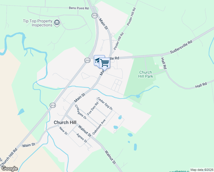 map of restaurants, bars, coffee shops, grocery stores, and more near 115 Cemetery Lane in Church Hill