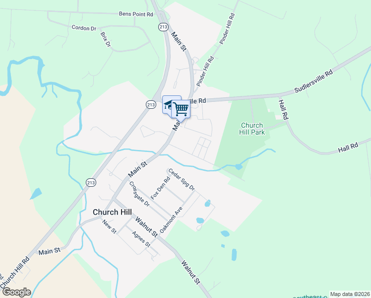 map of restaurants, bars, coffee shops, grocery stores, and more near 115 Cemetery Lane in Church Hill