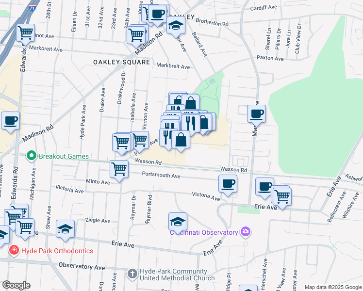 map of restaurants, bars, coffee shops, grocery stores, and more near 3774 Paxton Avenue in Cincinnati