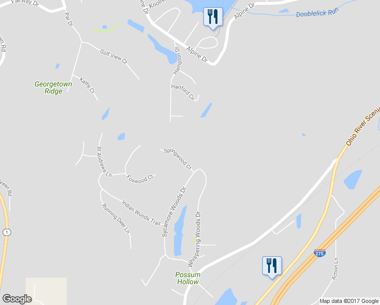 map of restaurants, bars, coffee shops, grocery stores, and more near 1048 Springwood Court in Greendale