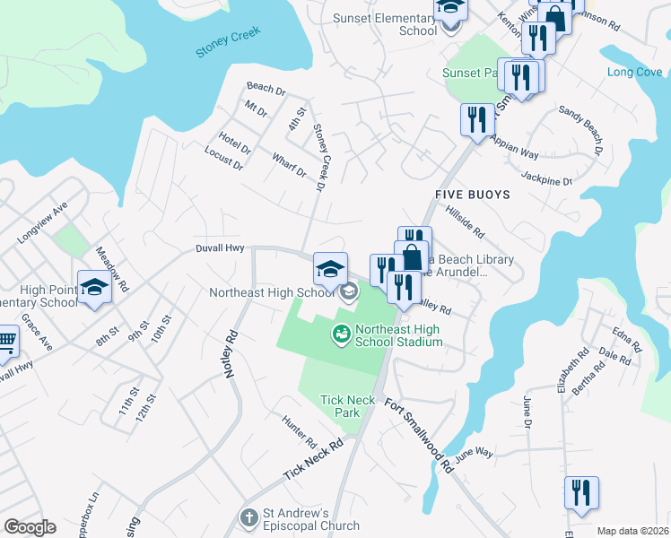 map of restaurants, bars, coffee shops, grocery stores, and more near 1133 Duvall Highway in Riviera Beach