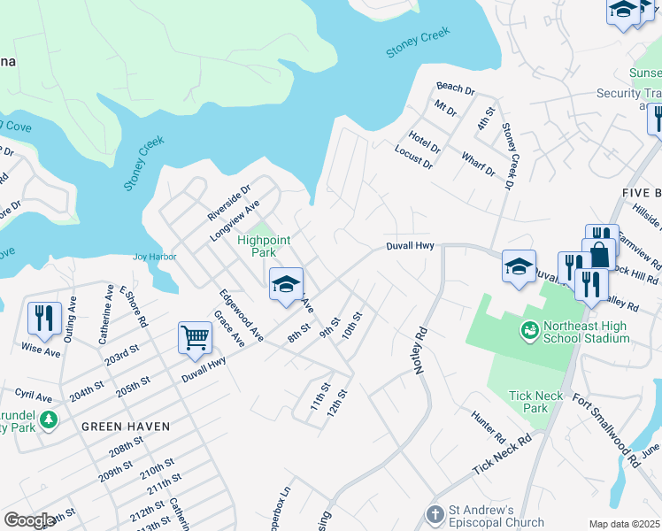 map of restaurants, bars, coffee shops, grocery stores, and more near 7741 Woodlawn Avenue in Pasadena