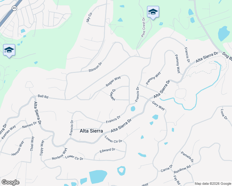 map of restaurants, bars, coffee shops, grocery stores, and more near 11860 Hanley Drive in Grass Valley