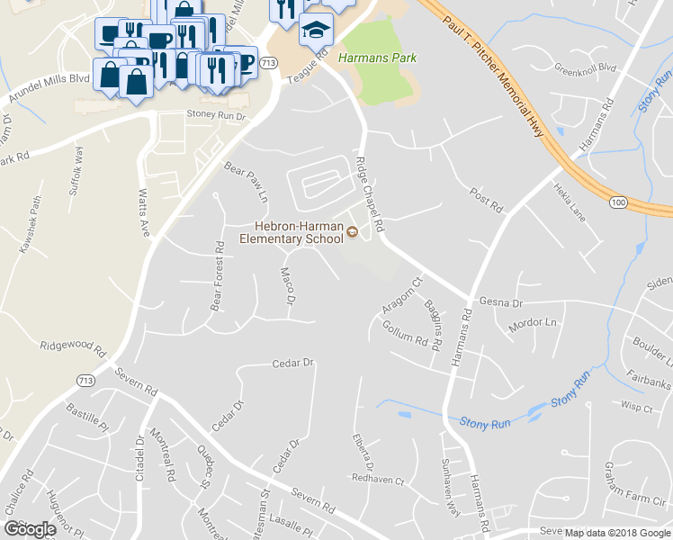 map of restaurants, bars, coffee shops, grocery stores, and more near 1744 Maco Drive in Hanover