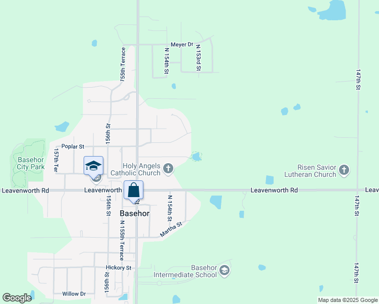 map of restaurants, bars, coffee shops, grocery stores, and more near 15416 Wellington Place Drive in Basehor