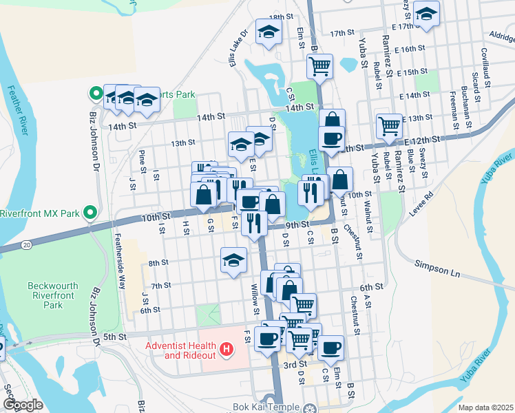 map of restaurants, bars, coffee shops, grocery stores, and more near in Marysville