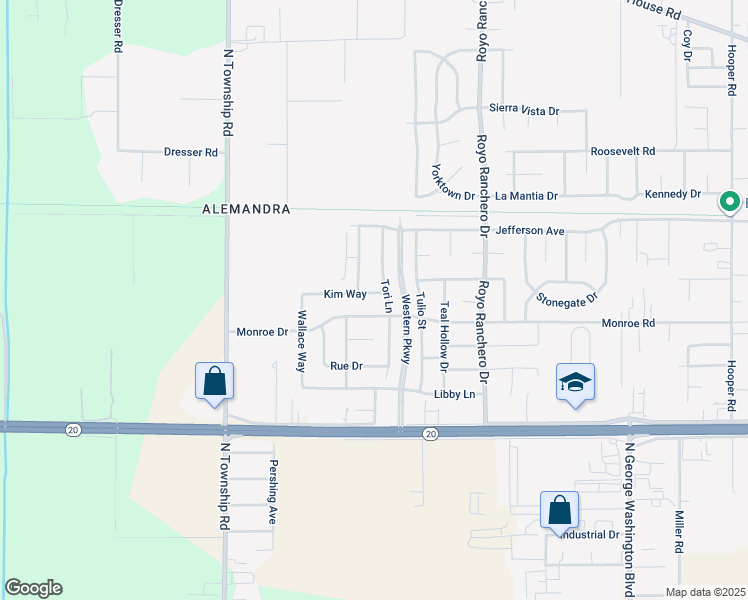 map of restaurants, bars, coffee shops, grocery stores, and more near 3561 Monroe Drive in Yuba City