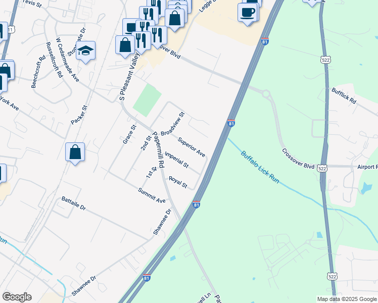 map of restaurants, bars, coffee shops, grocery stores, and more near 433 Superior Avenue in Winchester